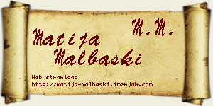 Matija Malbaški vizit kartica